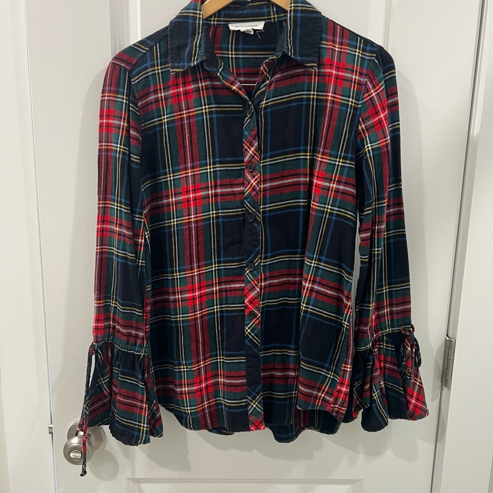 beachlunchlounge Red and Green Plaid Button-Down Shirt